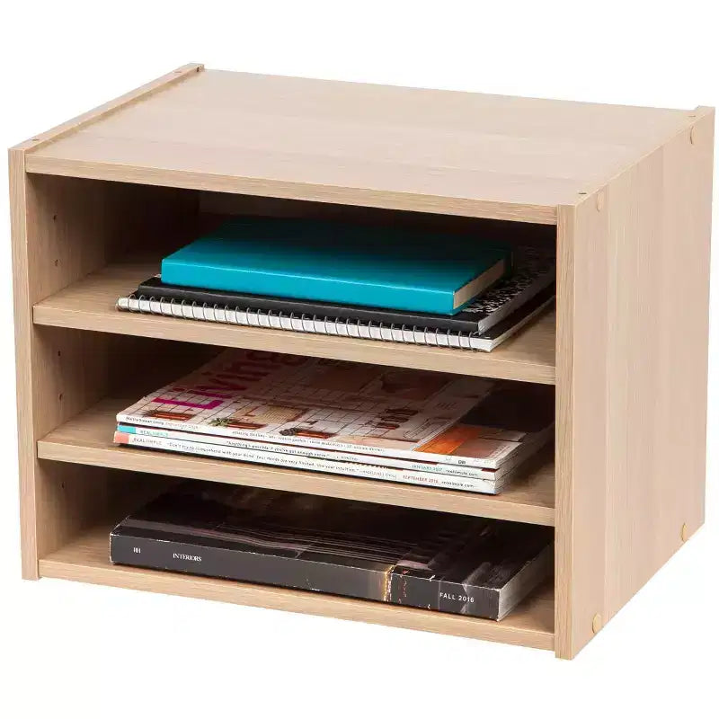 Boîte de rangement modulaire empilable en bois avec étagère